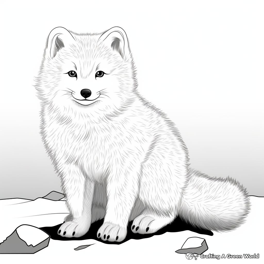 Arctic Fox and Northern Lights Coloring Pages 4