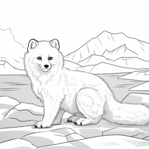Arctic Fox and Polar Landscape Coloring Pages 2