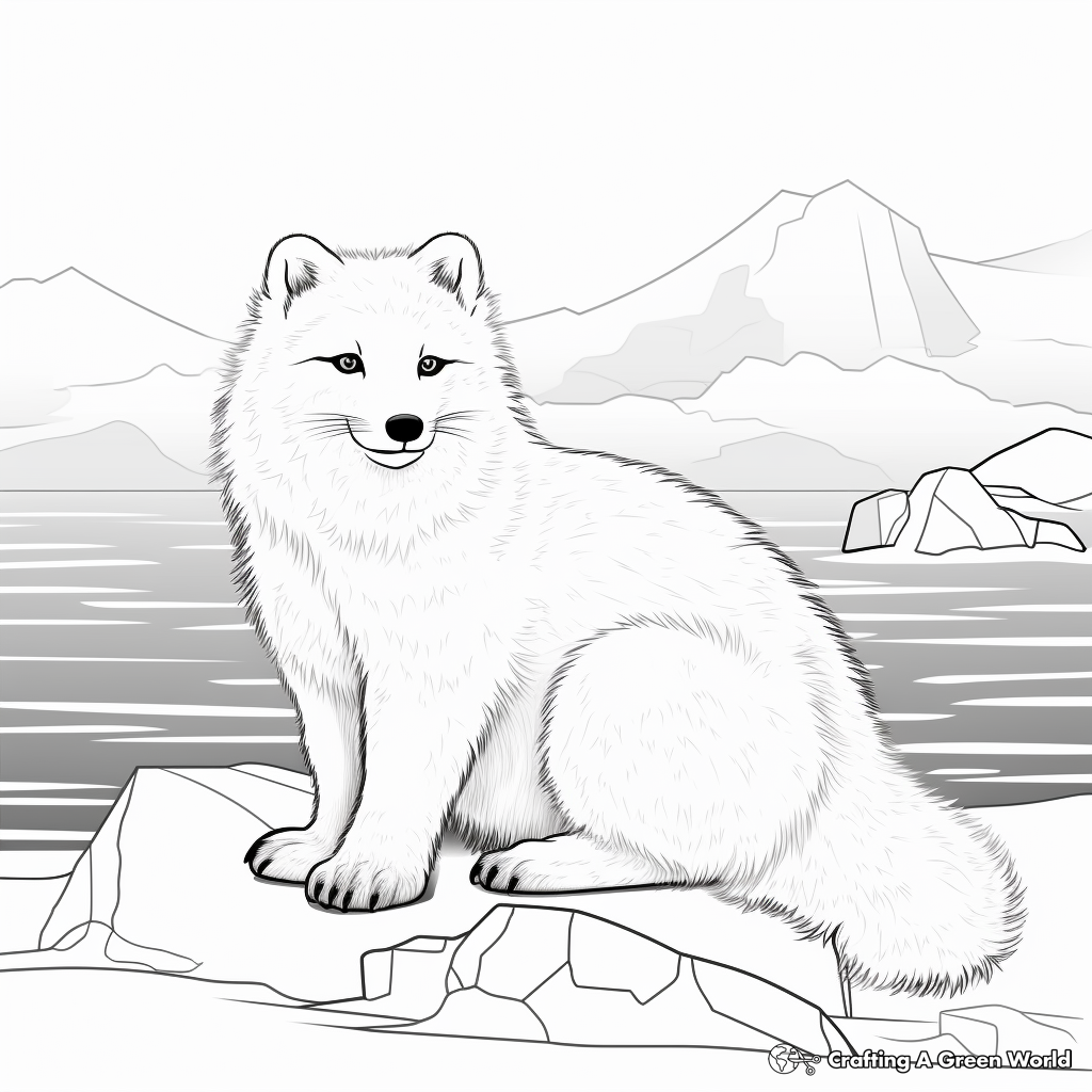 Arctic Fox and Polar Landscape Coloring Pages 3