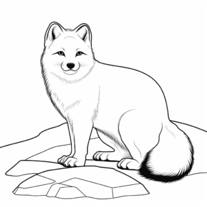 Arctic Fox in Habitat Coloring Pages 1