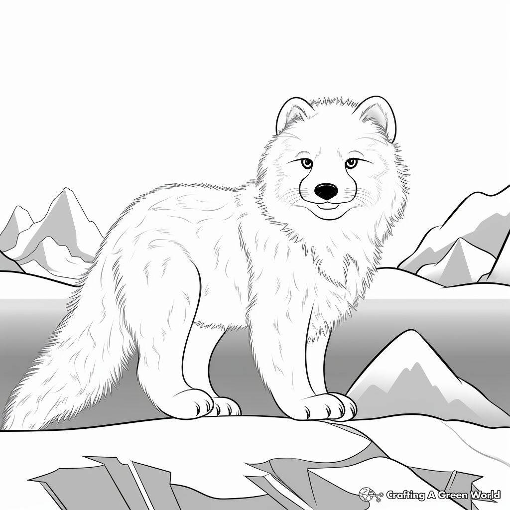Arctic Fox in Habitat Coloring Pages 2