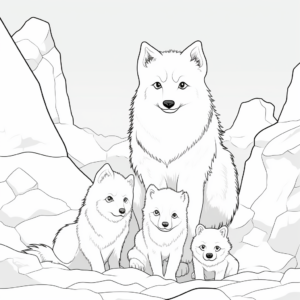 Arctic Fox Pack: Family Scene Coloring Sheets 2