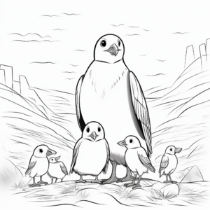 Arctic Puffin Scene Coloring Pages 4