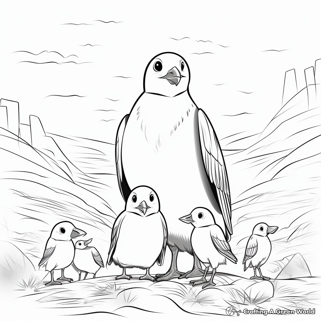 Arctic Puffin Scene Coloring Pages 4