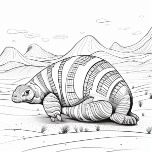 Armadillo with Desert Landscape Coloring Pages 1