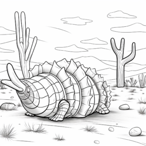 Armadillo with Desert Landscape Coloring Pages 2