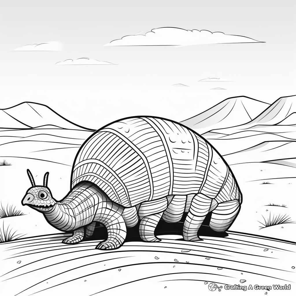 Armadillo with Desert Landscape Coloring Pages 3