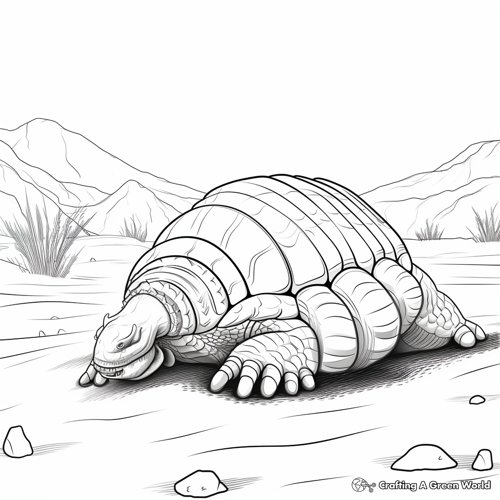 Armadillo with Desert Landscape Coloring Pages 4