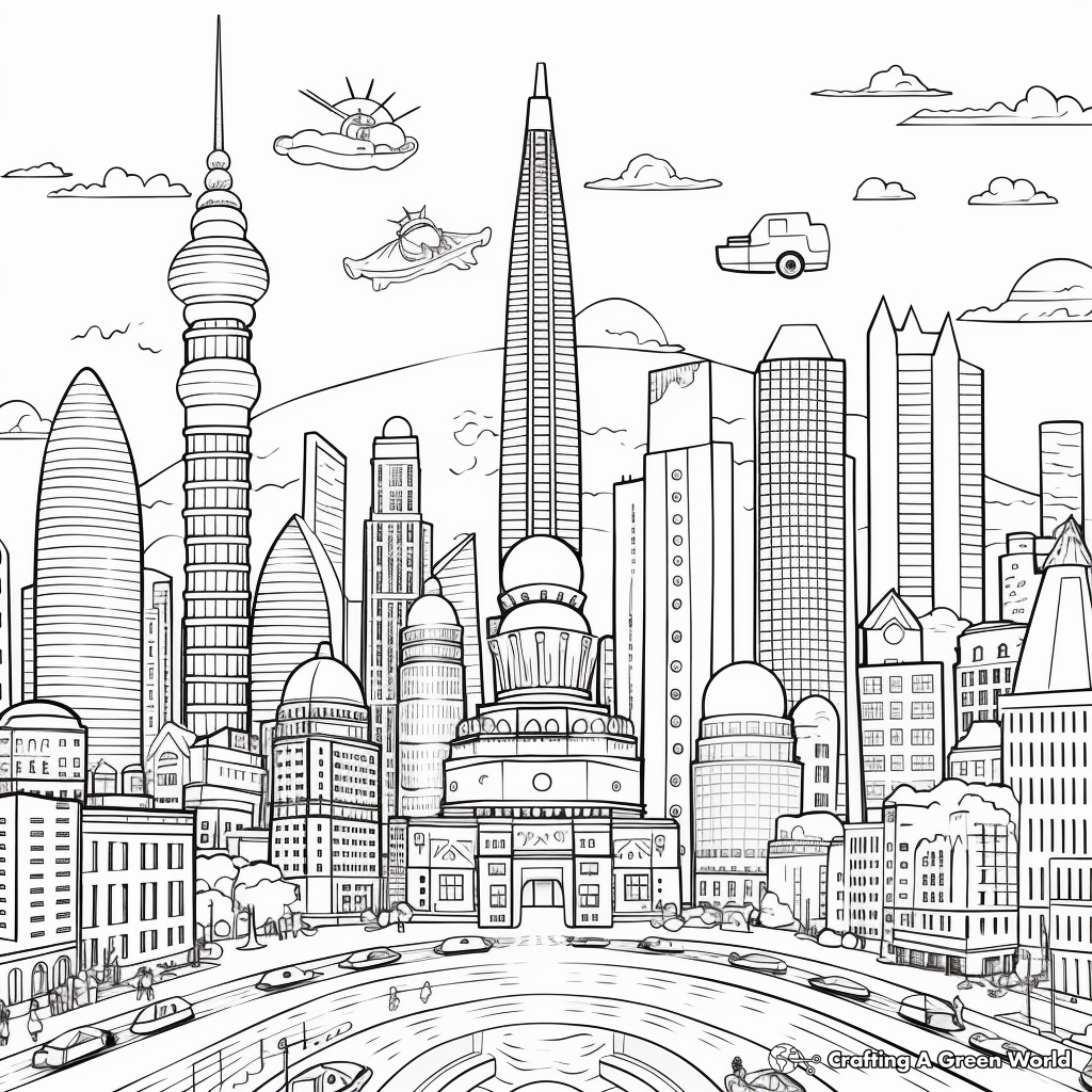 Around the World: Landmark Coloring Pages 2
