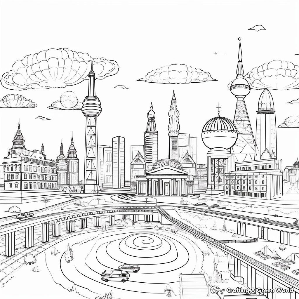 Around the World: Landmark Coloring Pages 3