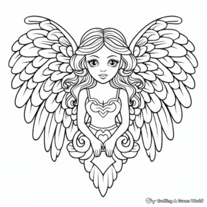 Arranged in a Mandala: Heart with Wings Coloring Pages 2