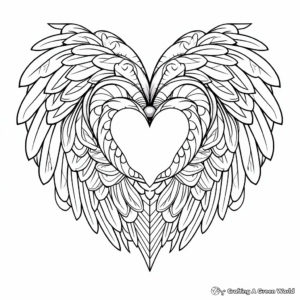 Arranged in a Mandala: Heart with Wings Coloring Pages 3