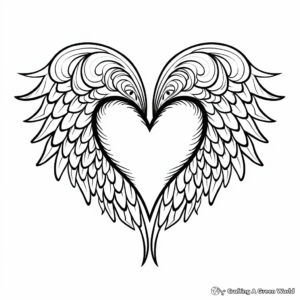 Arranged in a Mandala: Heart with Wings Coloring Pages 4