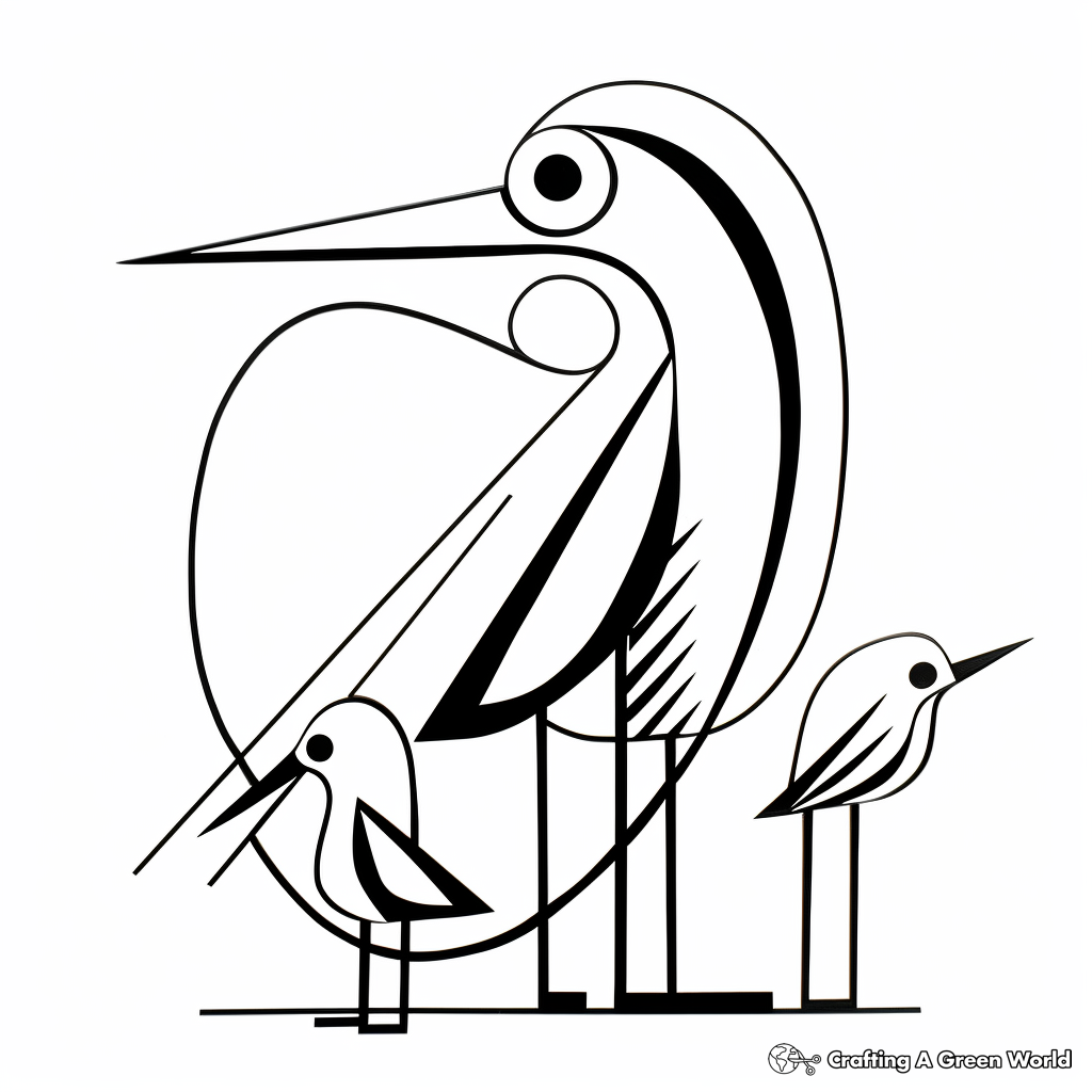 Art-Inspired Abstract Stork Coloring Pages 1