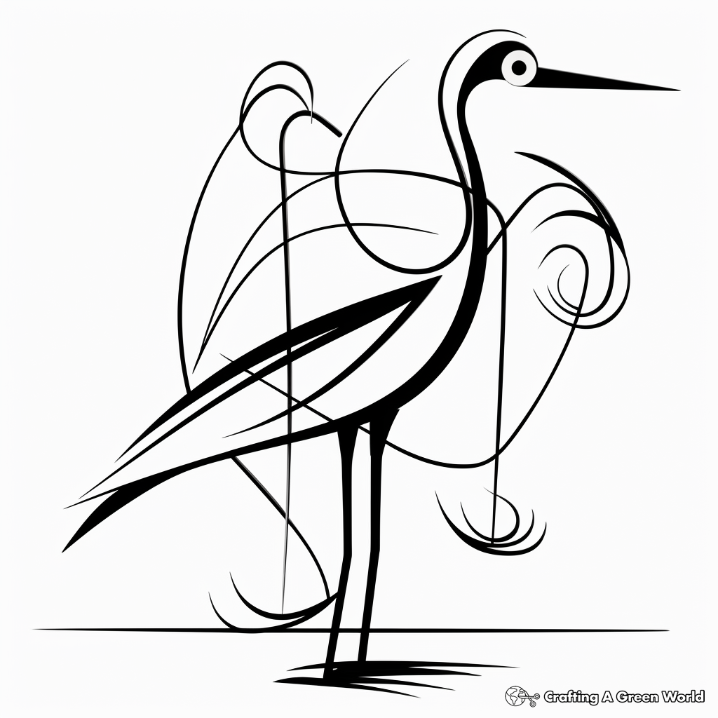 Art-Inspired Abstract Stork Coloring Pages 2