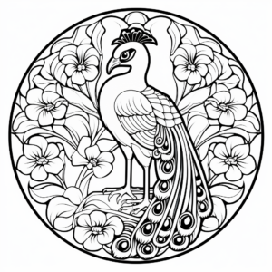 Art Nouveau Inspired Peacock Mandala Coloring Pages 1
