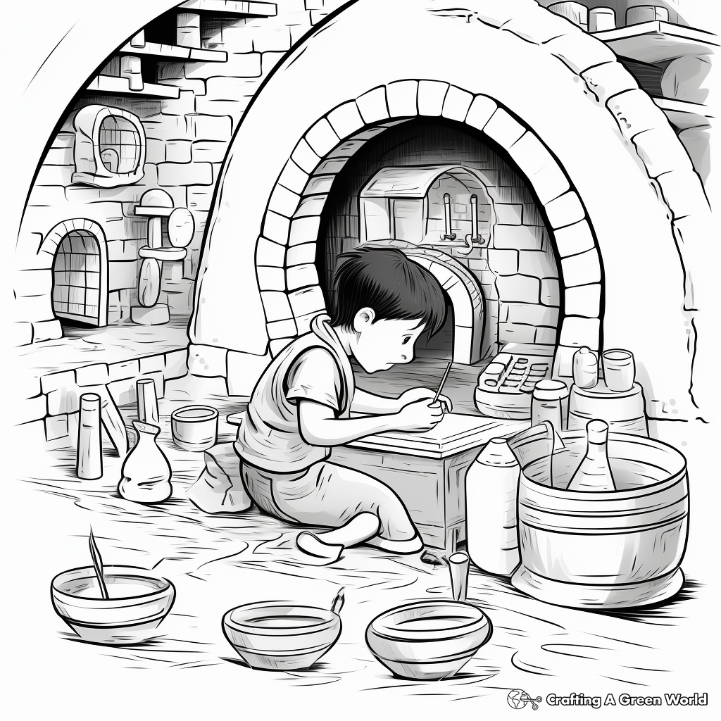 Artisan's Craft: Pottery Kiln Coloring Pages 2