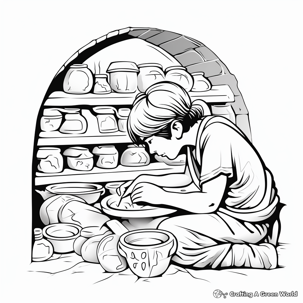 Artisan's Craft: Pottery Kiln Coloring Pages 4