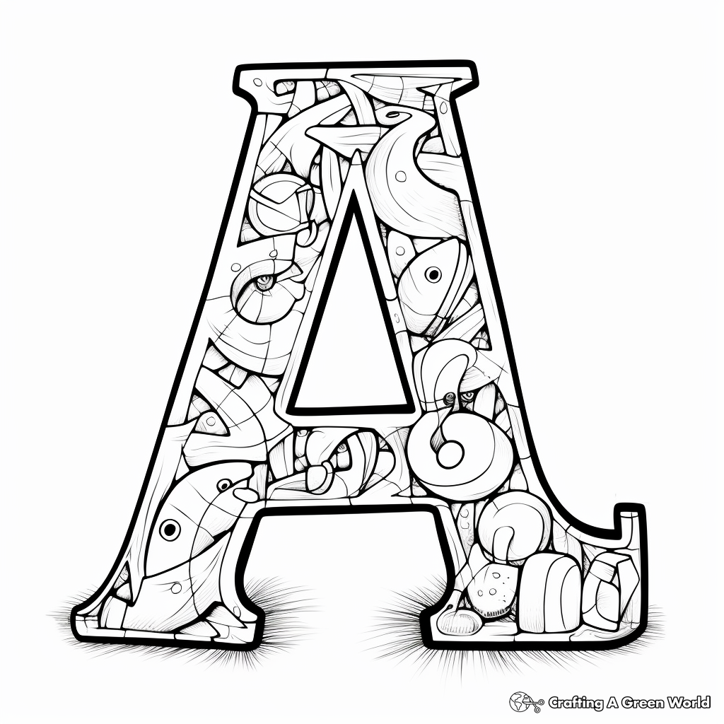 Artistic A': Scribble A Coloring Pages 1