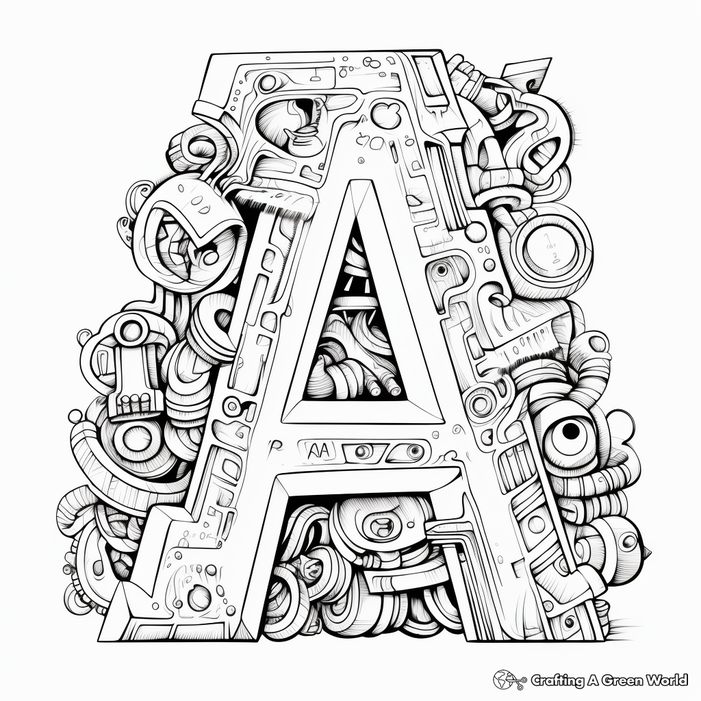 Artistic A': Scribble A Coloring Pages 3
