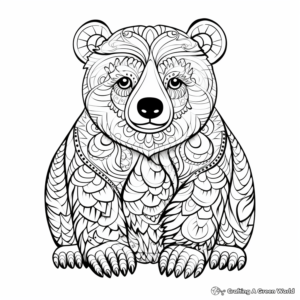 Artistic Abstract Bear Coloring Pages 3
