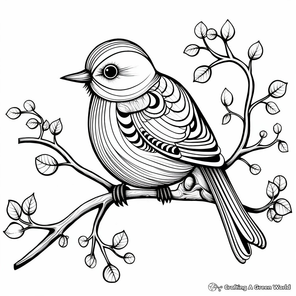 Artistic Abstract Blue Bird Coloring Pages 2