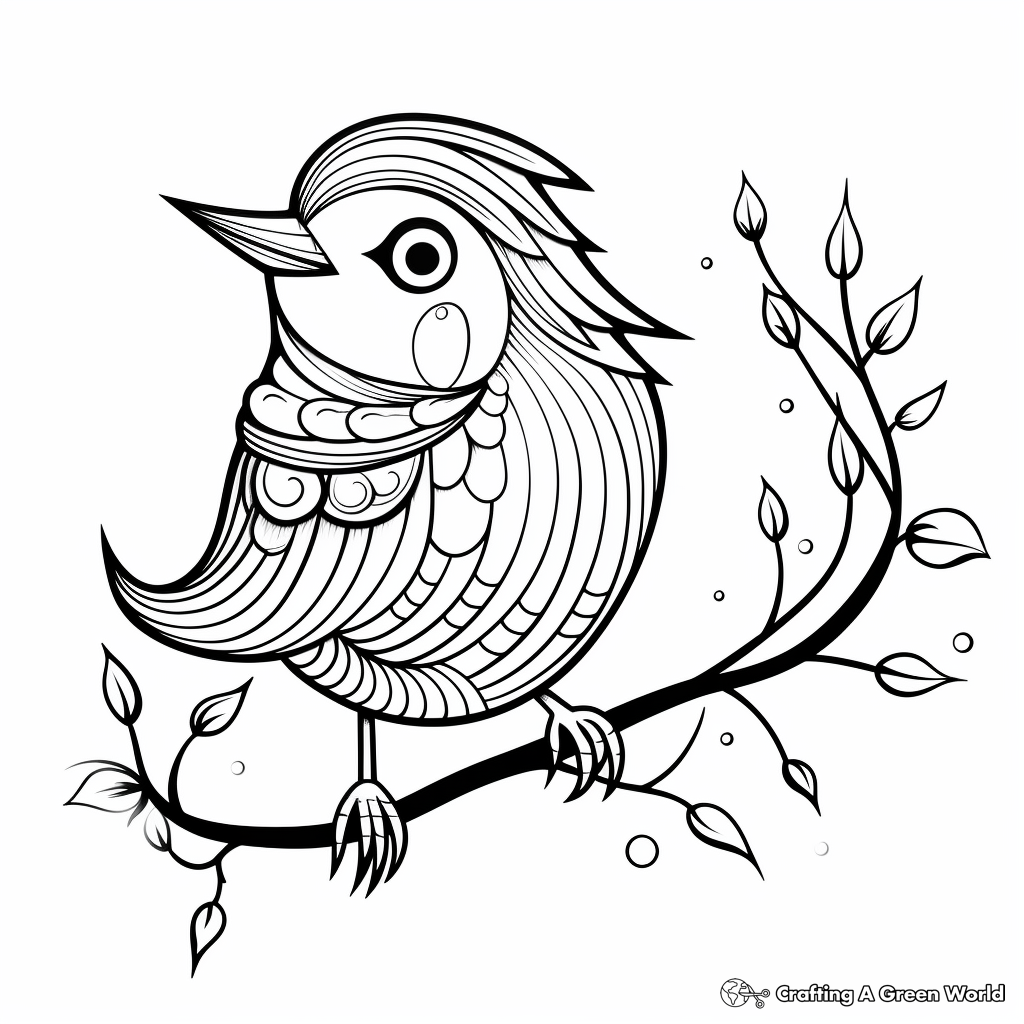 Artistic Abstract Blue Bird Coloring Pages 3