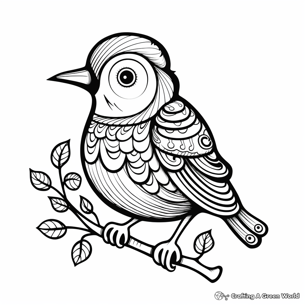 Artistic Abstract Blue Bird Coloring Pages 4