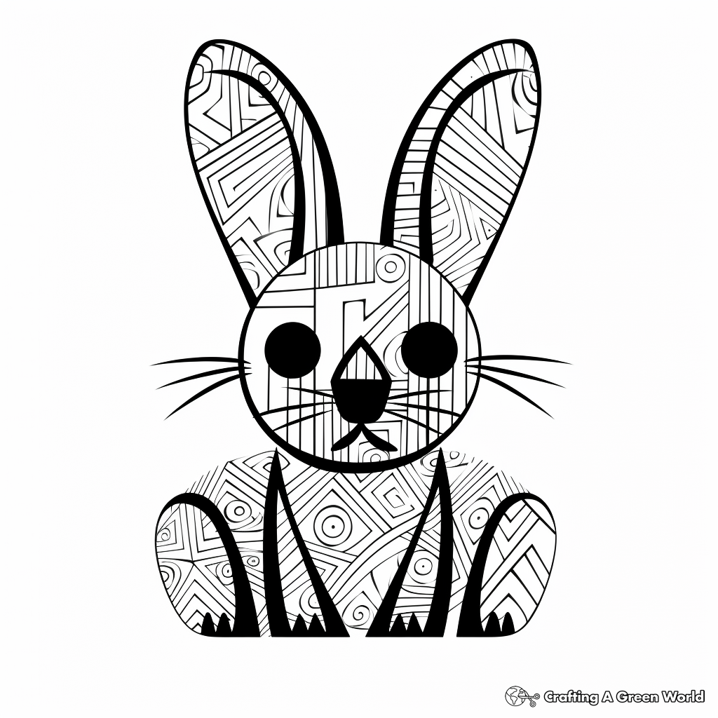 Artistic Abstract Bunny Coloring Sheets 2