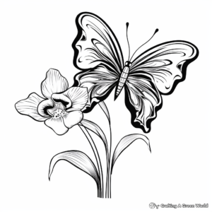Artistic Abstract Butterfly and Orchid Coloring Sheets 3