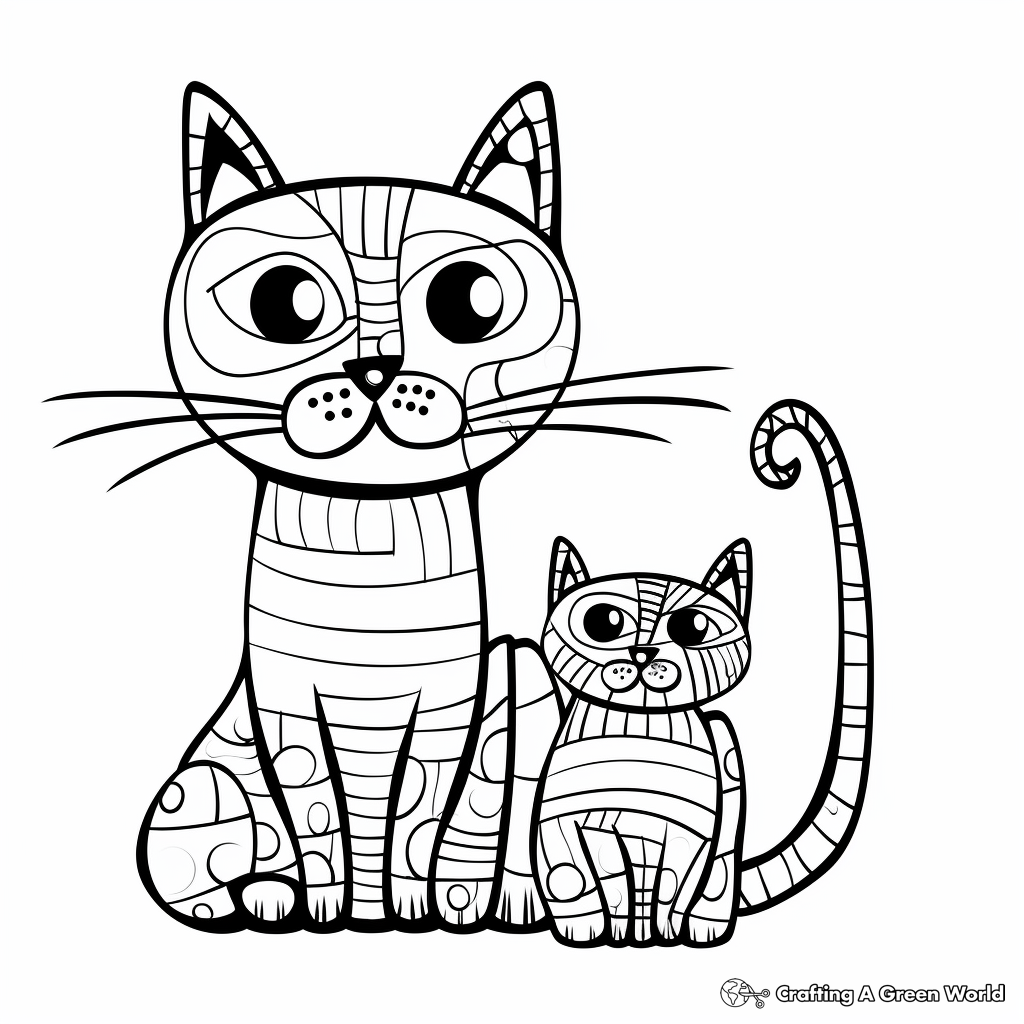 Artistic Abstract Cat and Mouse Coloring Pages 4