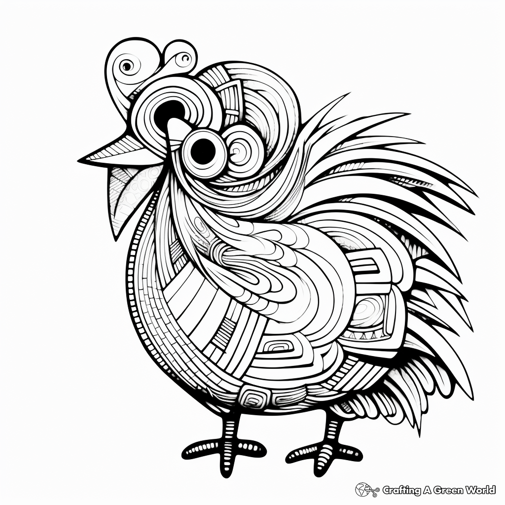 Artistic Abstract Chicken Coloring Pages 2