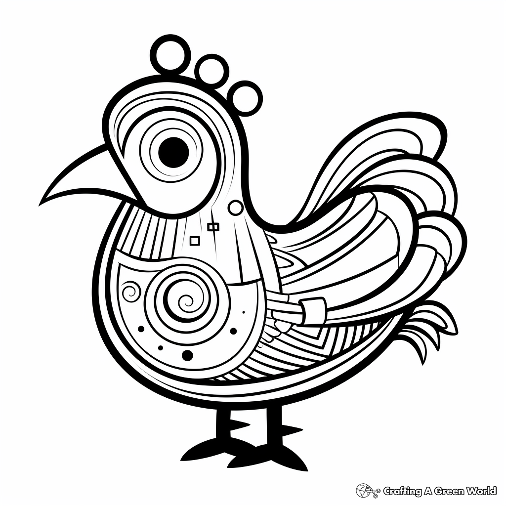 Artistic Abstract Chicken Coloring Pages 3