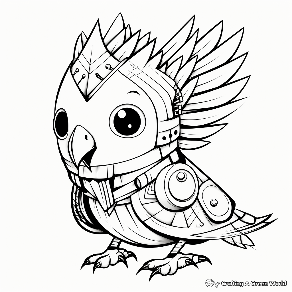 Artistic Abstract Cockatiel Coloring Pages 4