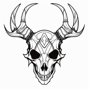 Artistic Abstract Deer Skull Coloring Page 1
