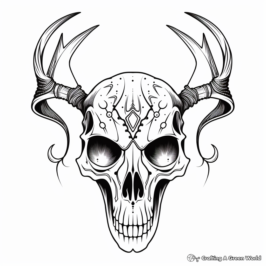 Artistic Abstract Deer Skull Coloring Page 2