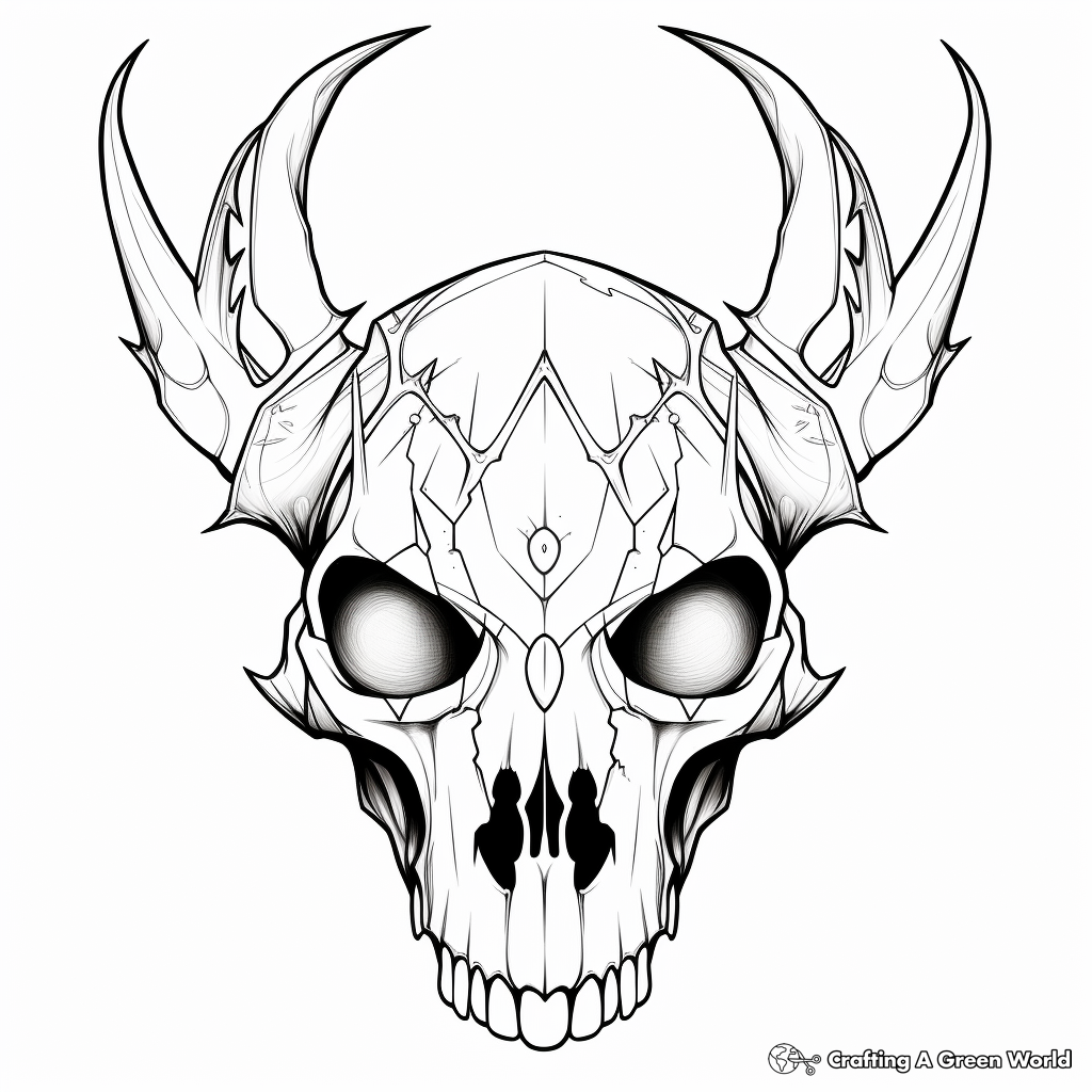 Artistic Abstract Deer Skull Coloring Page 4