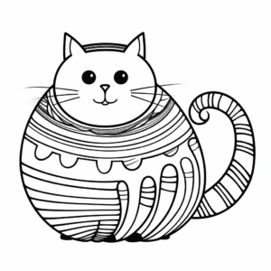 Artistic Abstract Fat Cat Coloring Pages 1