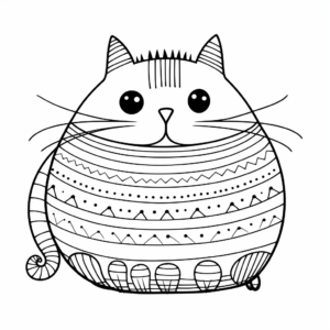 Artistic Abstract Fat Cat Coloring Pages 2