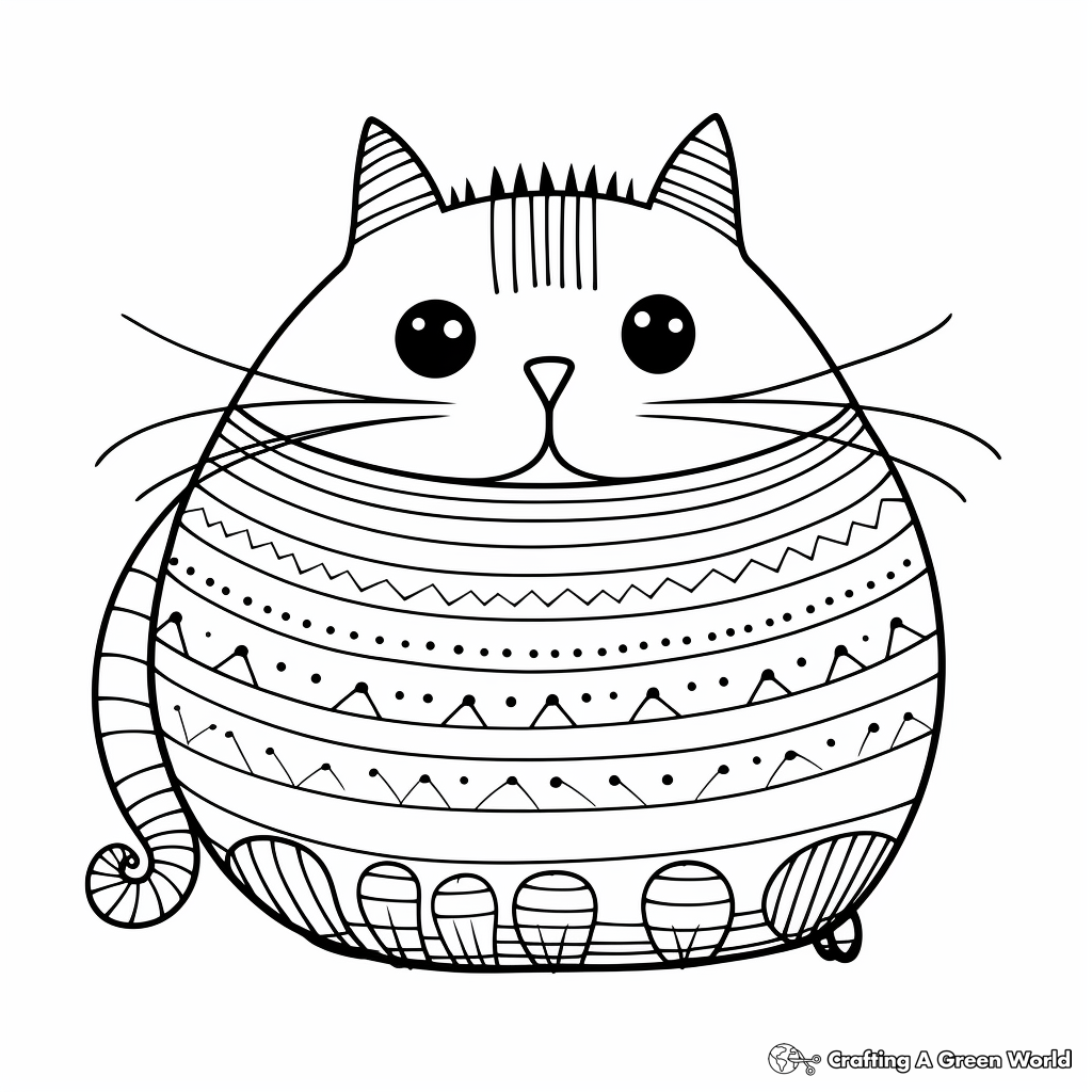 Artistic Abstract Fat Cat Coloring Pages 2