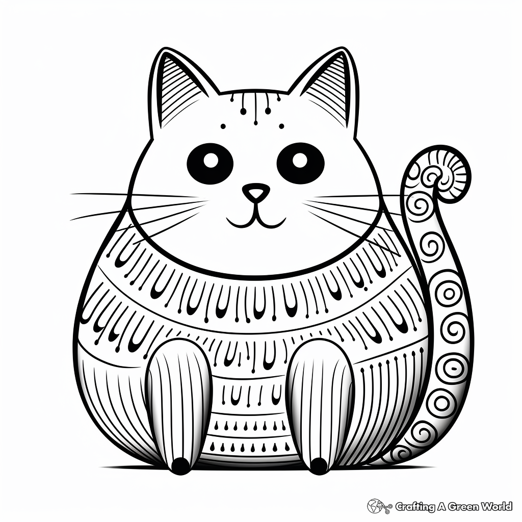 Artistic Abstract Fat Cat Coloring Pages 3