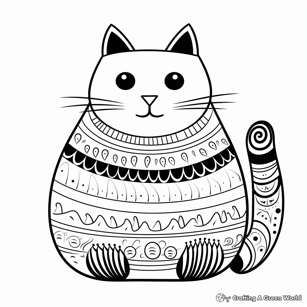 Artistic Abstract Fat Cat Coloring Pages 4