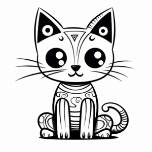 Artistic Abstract Kitty Coloring Pages 2