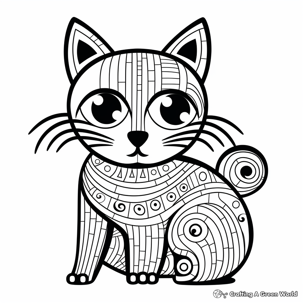 Artistic Abstract Kitty Coloring Pages 3
