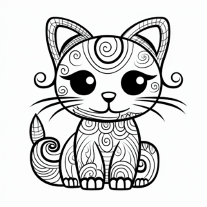 Artistic Abstract Kitty Coloring Pages 4