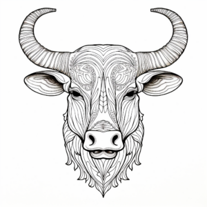Artistic Abstract Longhorn Coloring Pages 1