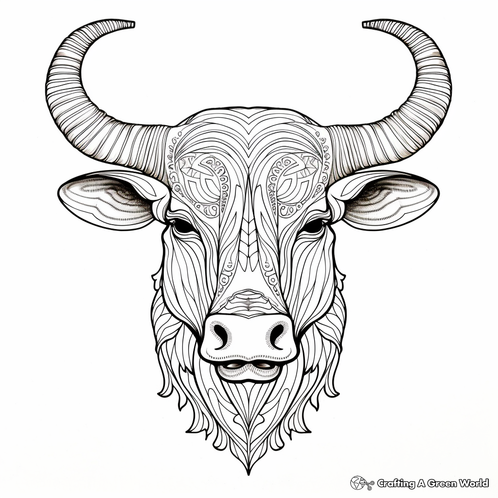 Artistic Abstract Longhorn Coloring Pages 1