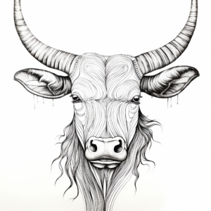 Artistic Abstract Longhorn Coloring Pages 2