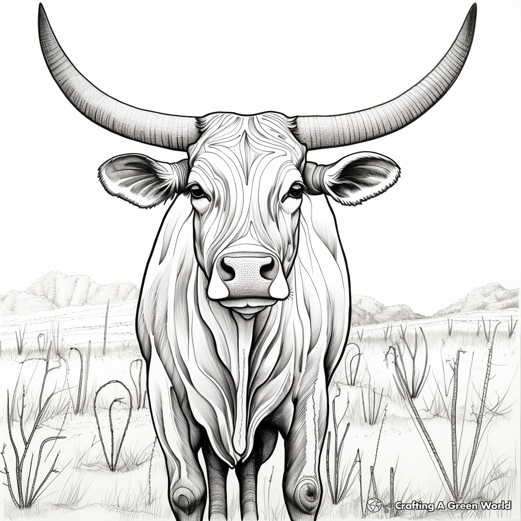 Artistic Abstract Longhorn Coloring Pages 4