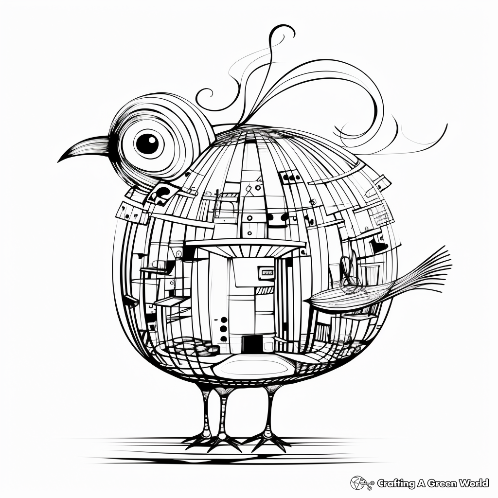 Artistic Abstraction of Bird Cage Coloring Pages 1
